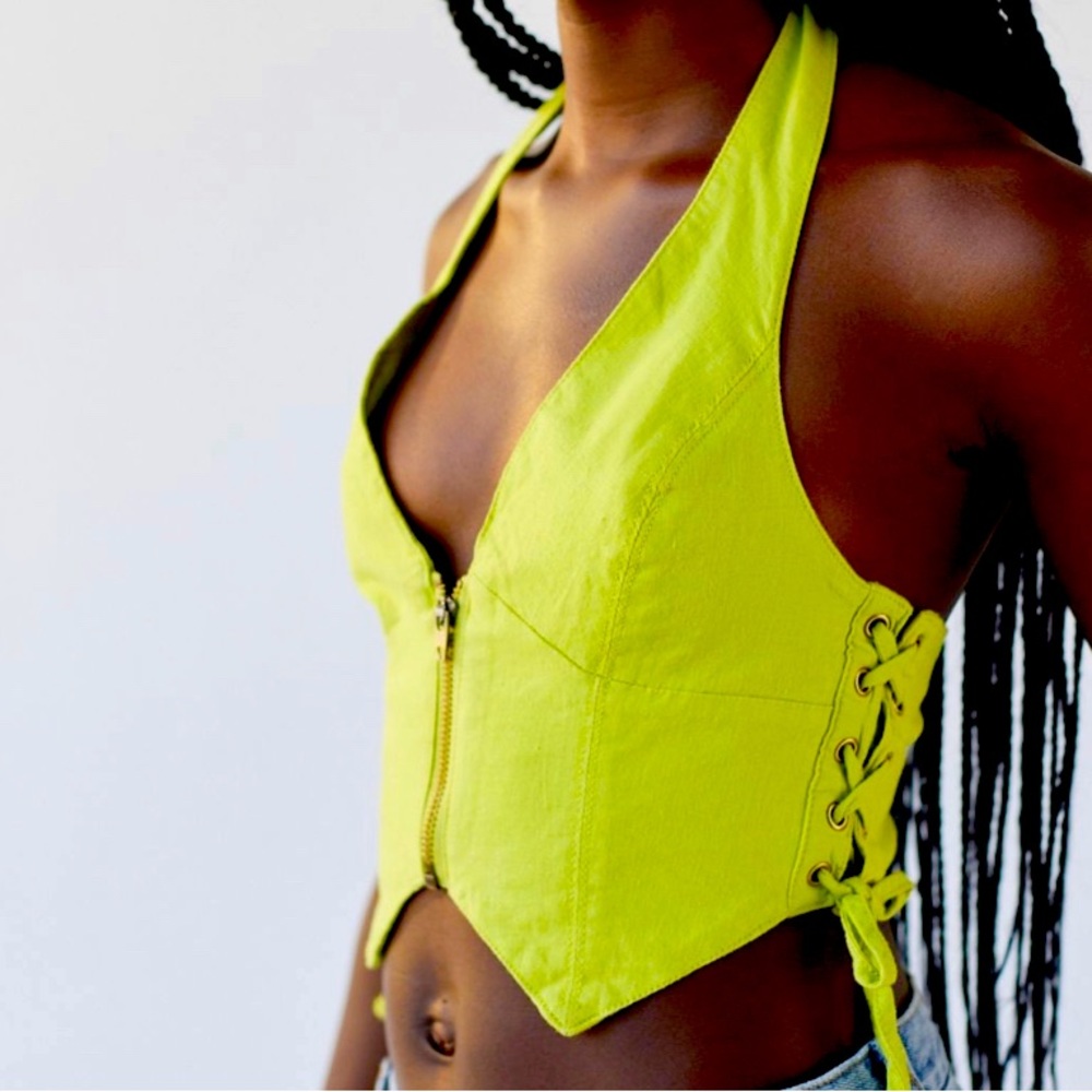 NWT chartreuse vest urban outfitters - M